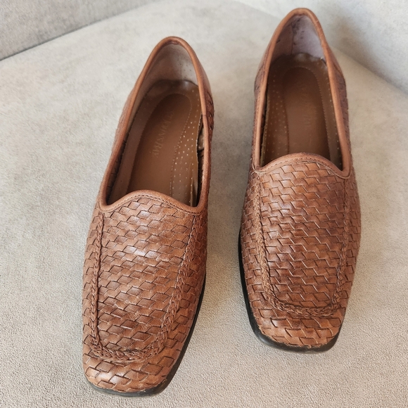 St.Johns Bay loafers 8.5 brown woven leather Muffy flats dressy formal preppy - Picture 2 of 14